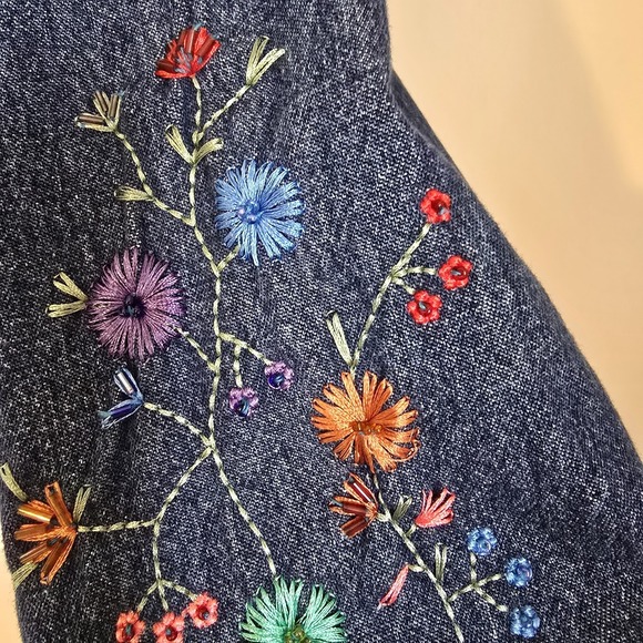 Stonebridge Women's Denim Jacket with Flower Embroidered Cuffs & Sleeves - Picture 14 of 16